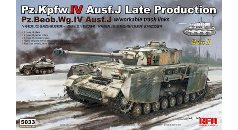 1/35 German PzKpfw IV Ausf J Late Production/PzBeobWg IV Tank w/Workable Track Links