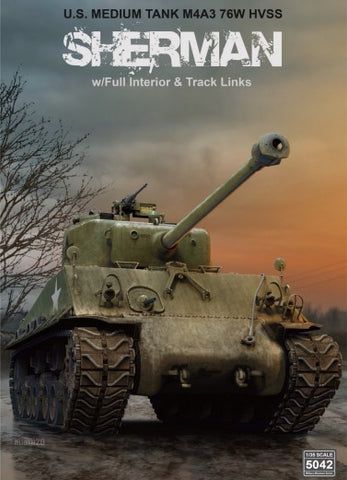 1/35 US Sherman M4A3 76W HVSS Medium Tank w/Full Interior & Workable Track Links